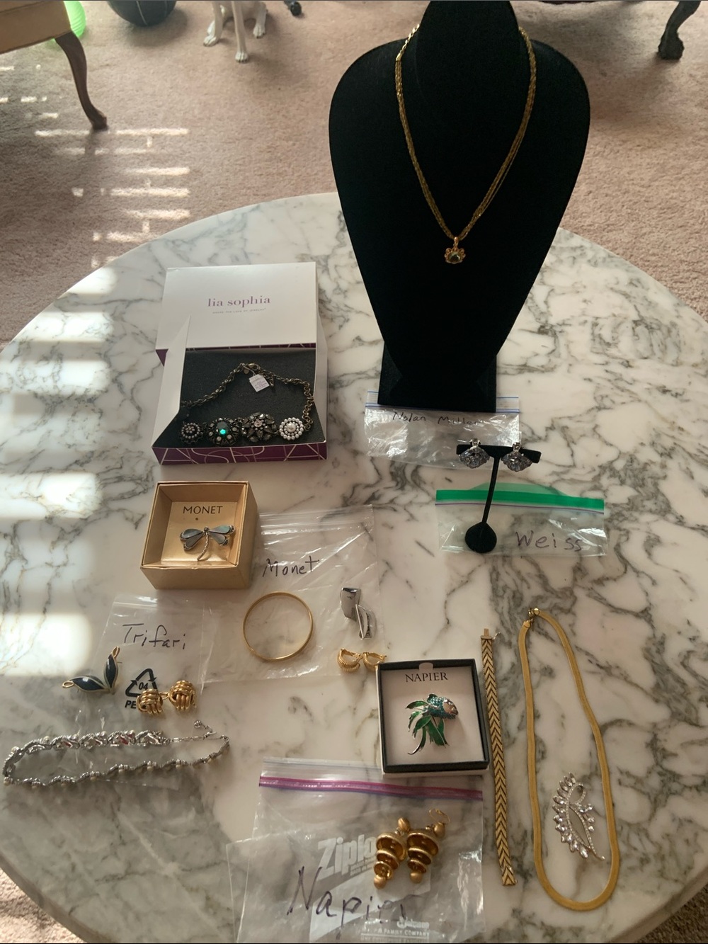 Lot of Napier, Trifari, Lia Sophia, Monet, Weiss and Nolan Miller Jewelry
